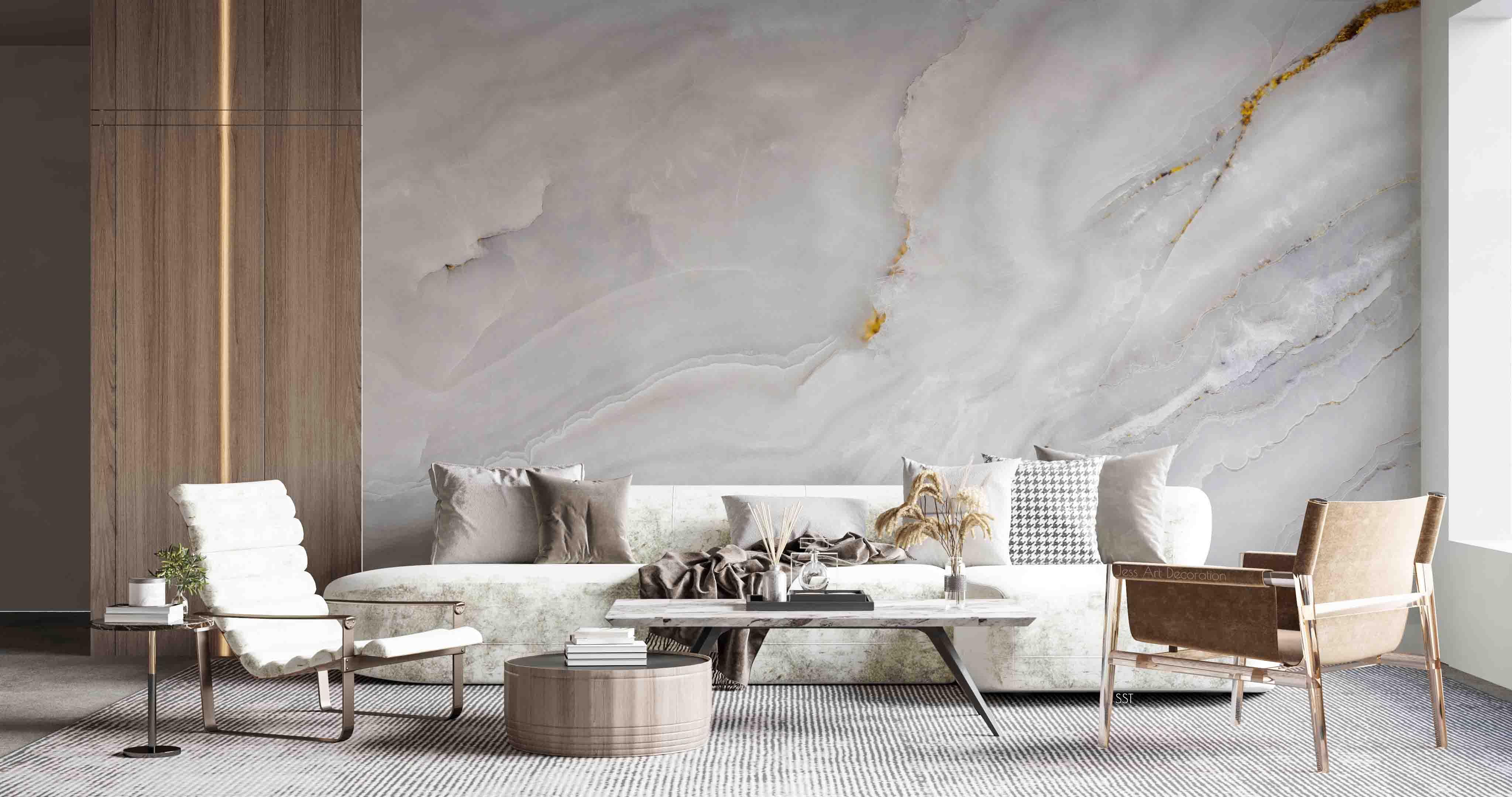 3D Light Grey Marble minimal grey marble surface wall mural wallpaper for dining room - view 3