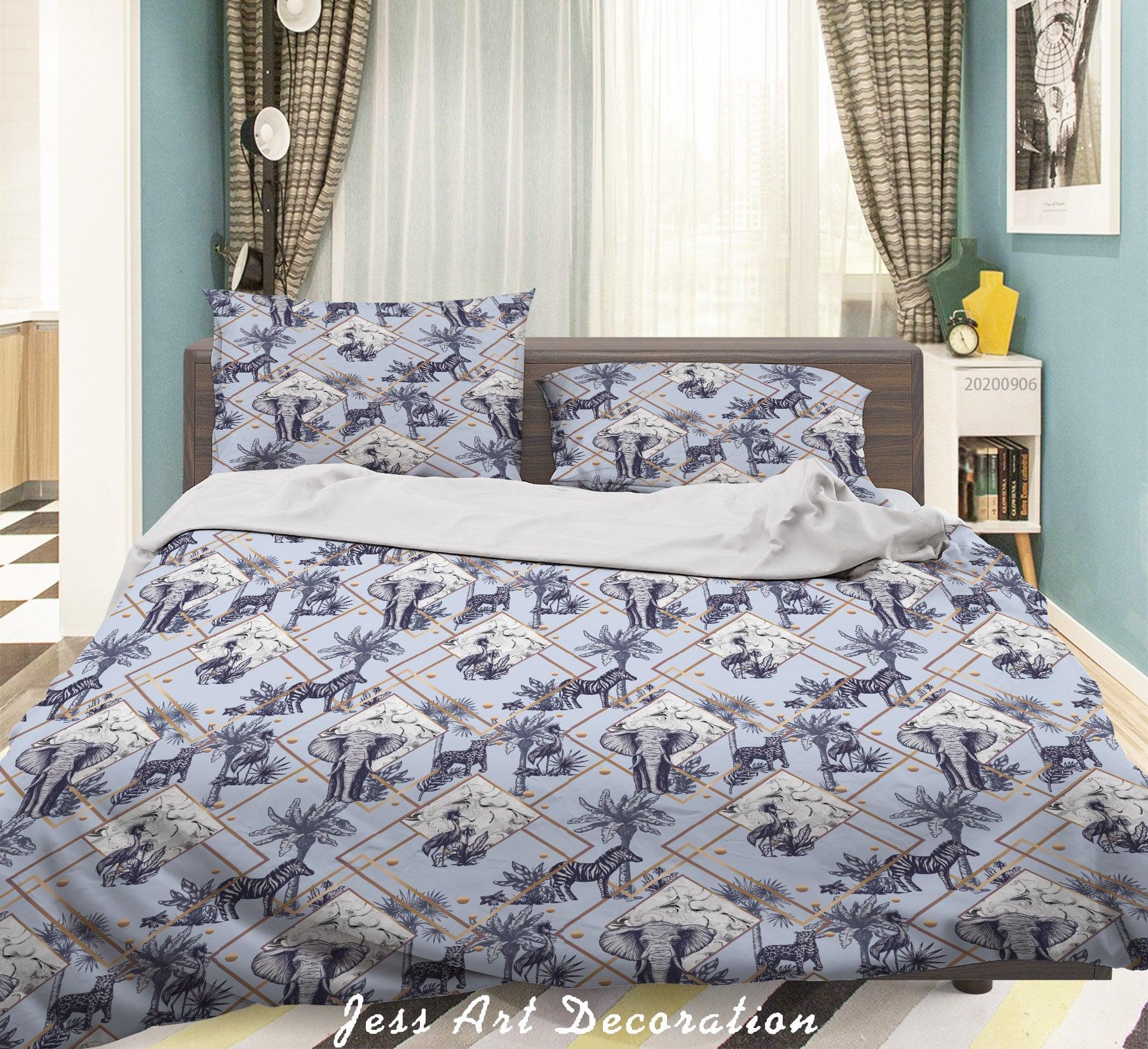 3D Vintage Fresh Leaves Zebra Pattern Quilt Cover Set Bedding Set Duvet Cover Pillowcases WJ 3660- Jess Art Decoration