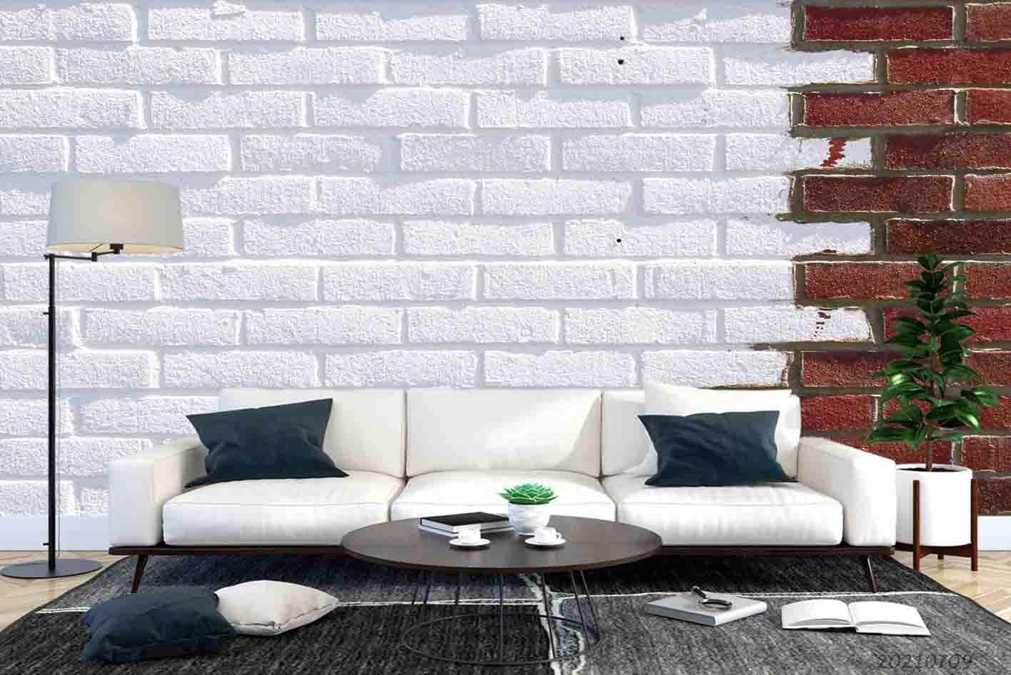 3D White Red Brick Wall Mural Wallpaper SWW4347- Jess Art Decoration