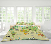 3D Yellow World Map Quilt Cover Set Bedding Set Pillowcases 13- Jess Art Decoration