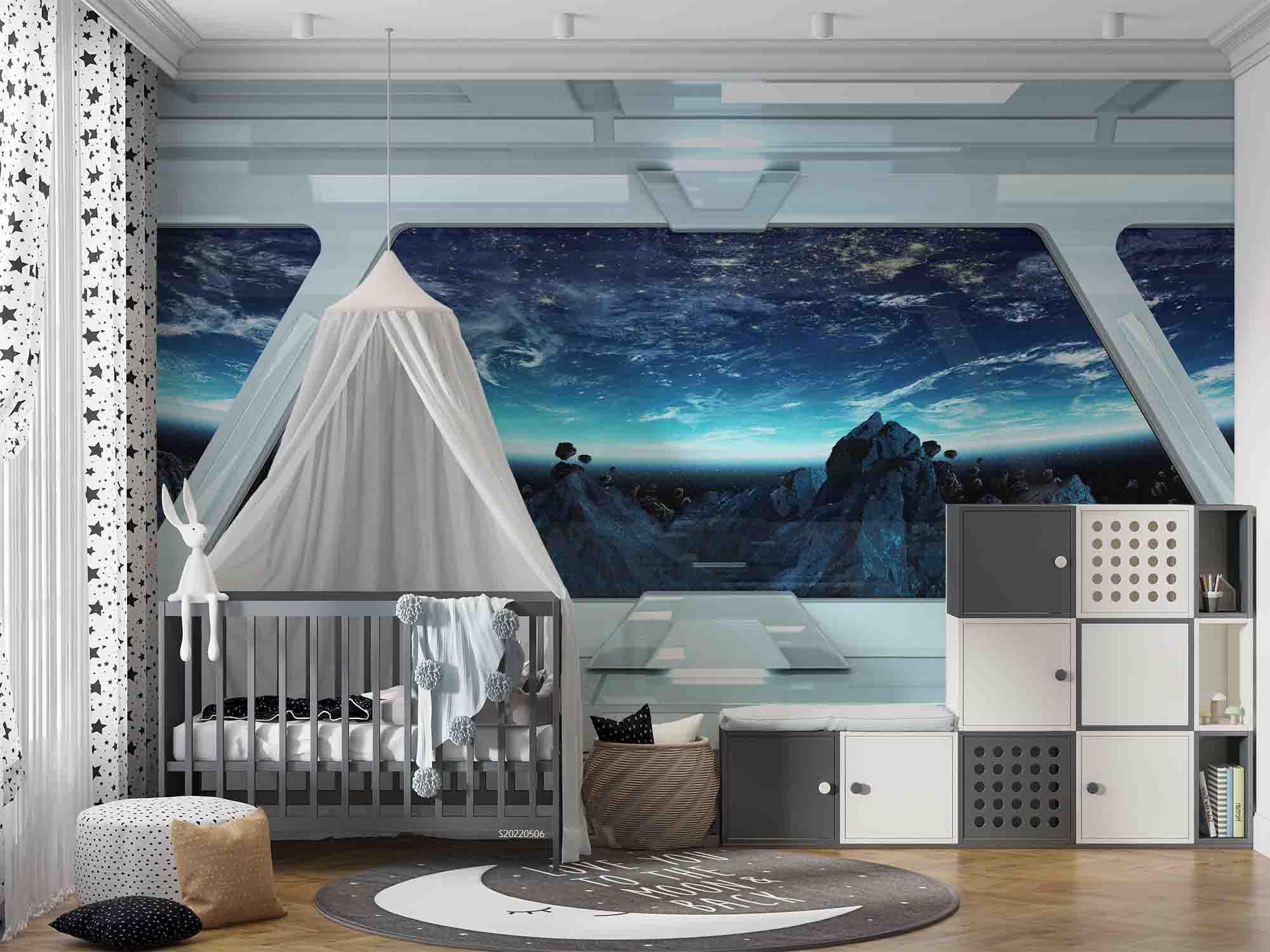 3D Space Capsule Earth Meteorite Wall Mural Wallpaper GD 4689- Jess Art Decoration