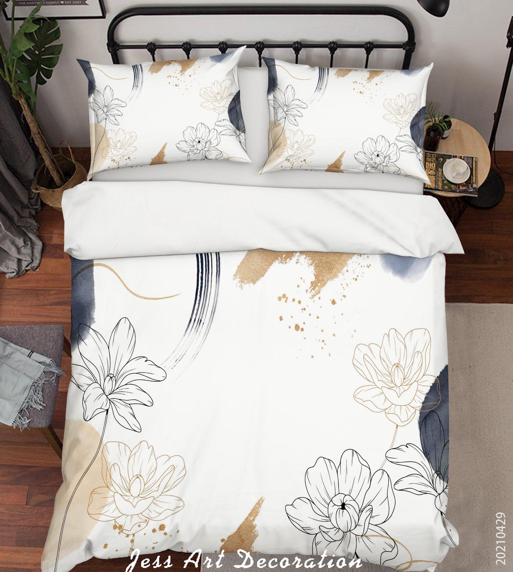 3D Watercolor Color Floral Leaf Quilt Cover Set Bedding Set Duvet Cover Pillowcases 227- Jess Art Decoration