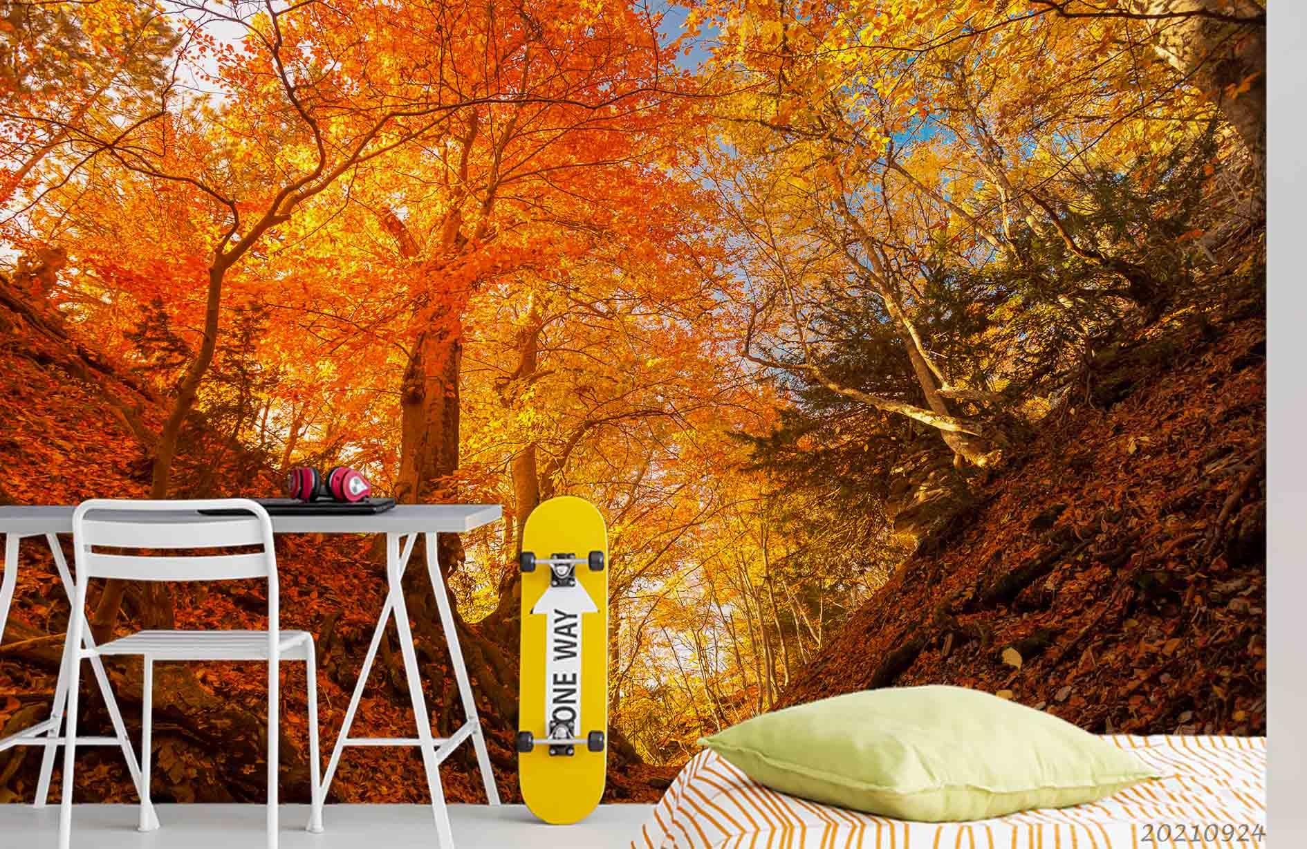 3D Autumn Forest Landscape Wall Mural Wallpaper LQH 682- Jess Art Decoration