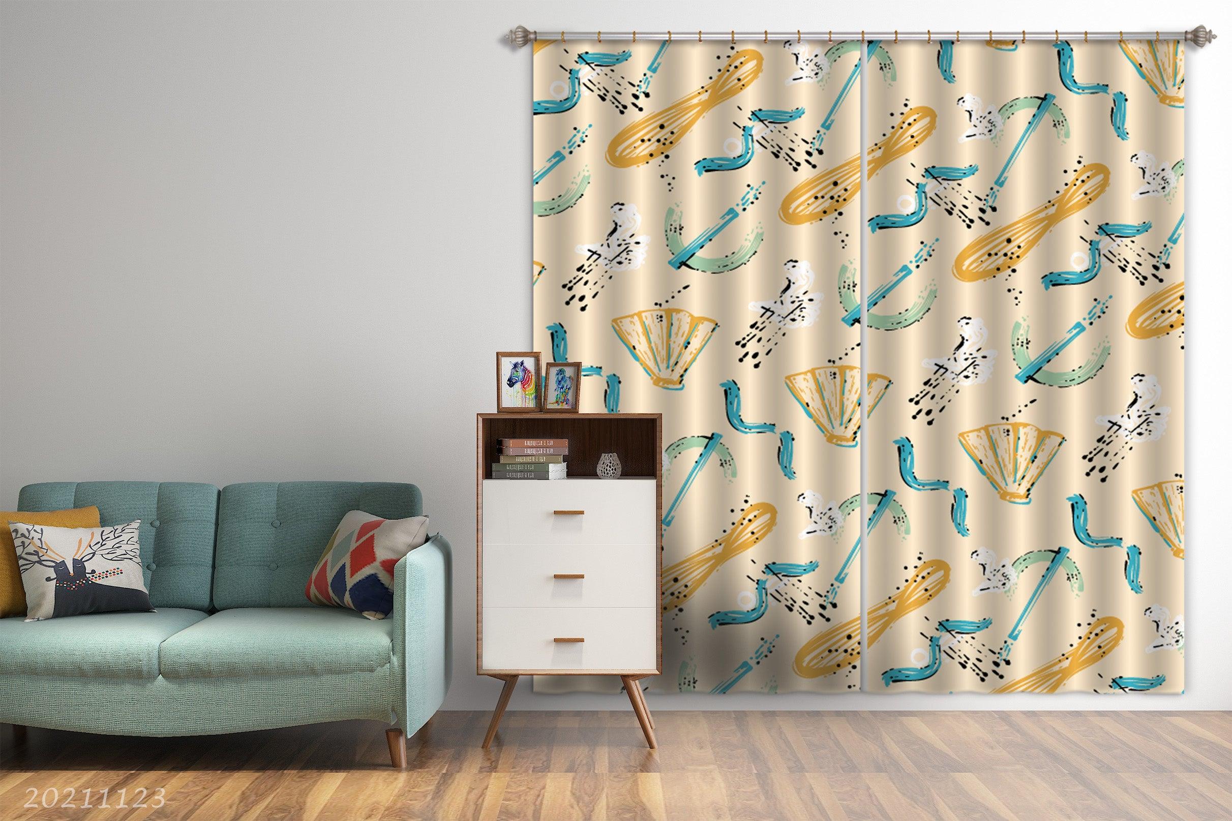 3D Abstract Color Geometry Curtains and Drapes LQH 10- Jess Art Decoration