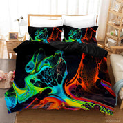 3D Abstract Green Orange Marble Texture Quilt Cover Set Bedding Set Duvet Cover Pillowcases 5- Jess Art Decoration