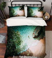 3D Beach Boat Nature Landscape Quilt Cover Set Bedding Set Duvet Cover Pillowcases 40- Jess Art Decoration