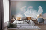 3D White Feather Falling Wall Mural Wallpaper SWW4453- Jess Art Decoration