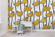 3D Hand Sketching Banana Fruity Black Line Wall Mural Wallpaper LXL 1049- Jess Art Decoration