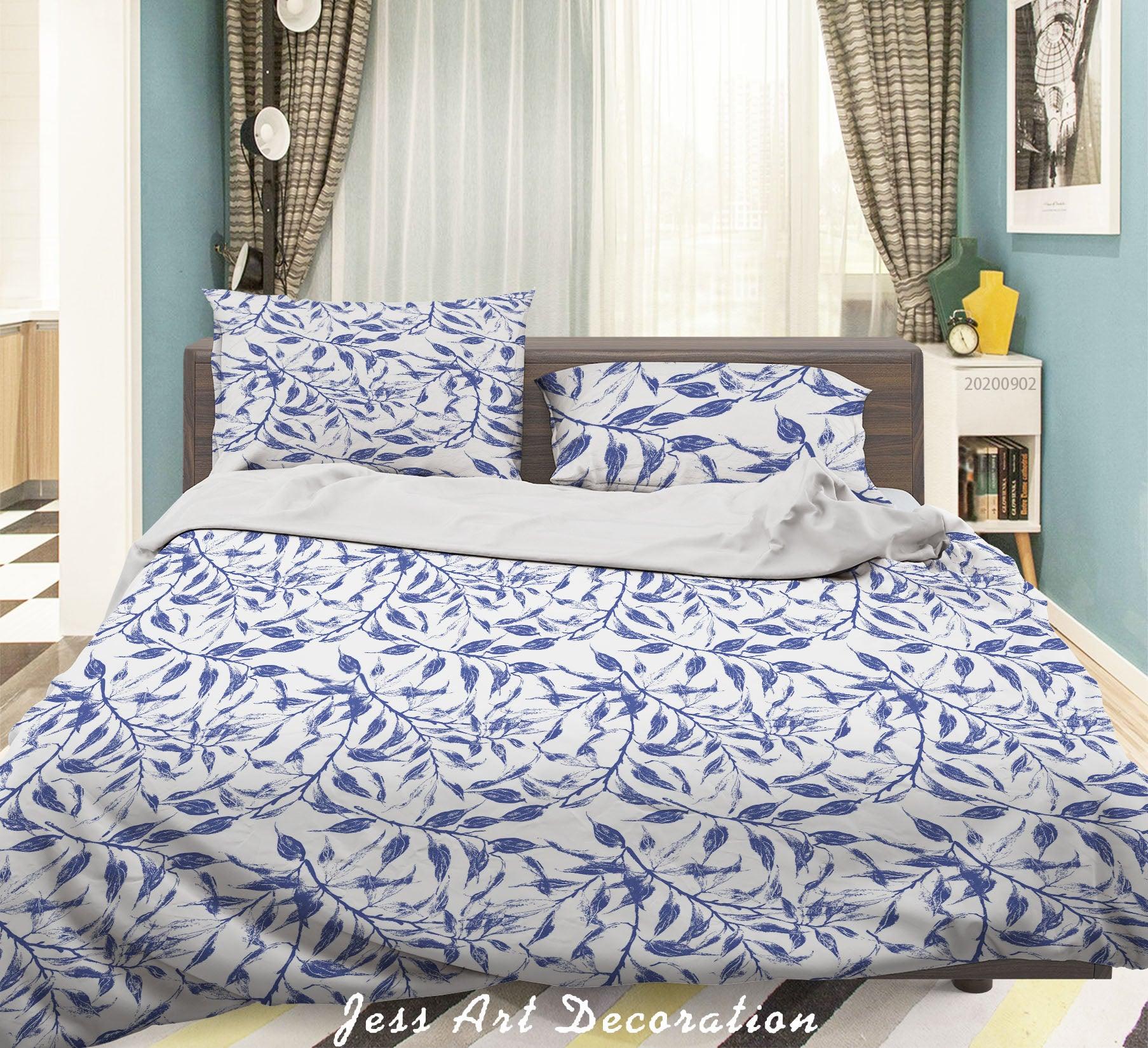 3D Watercolor Leaves Pattern Quilt Cover Set Bedding Set Duvet Cover Pillowcases WJ 1402- Jess Art Decoration