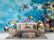 3D Coral Reef Fish Rock coral reef fish mural wall mural wallpaper for kids room - view 3