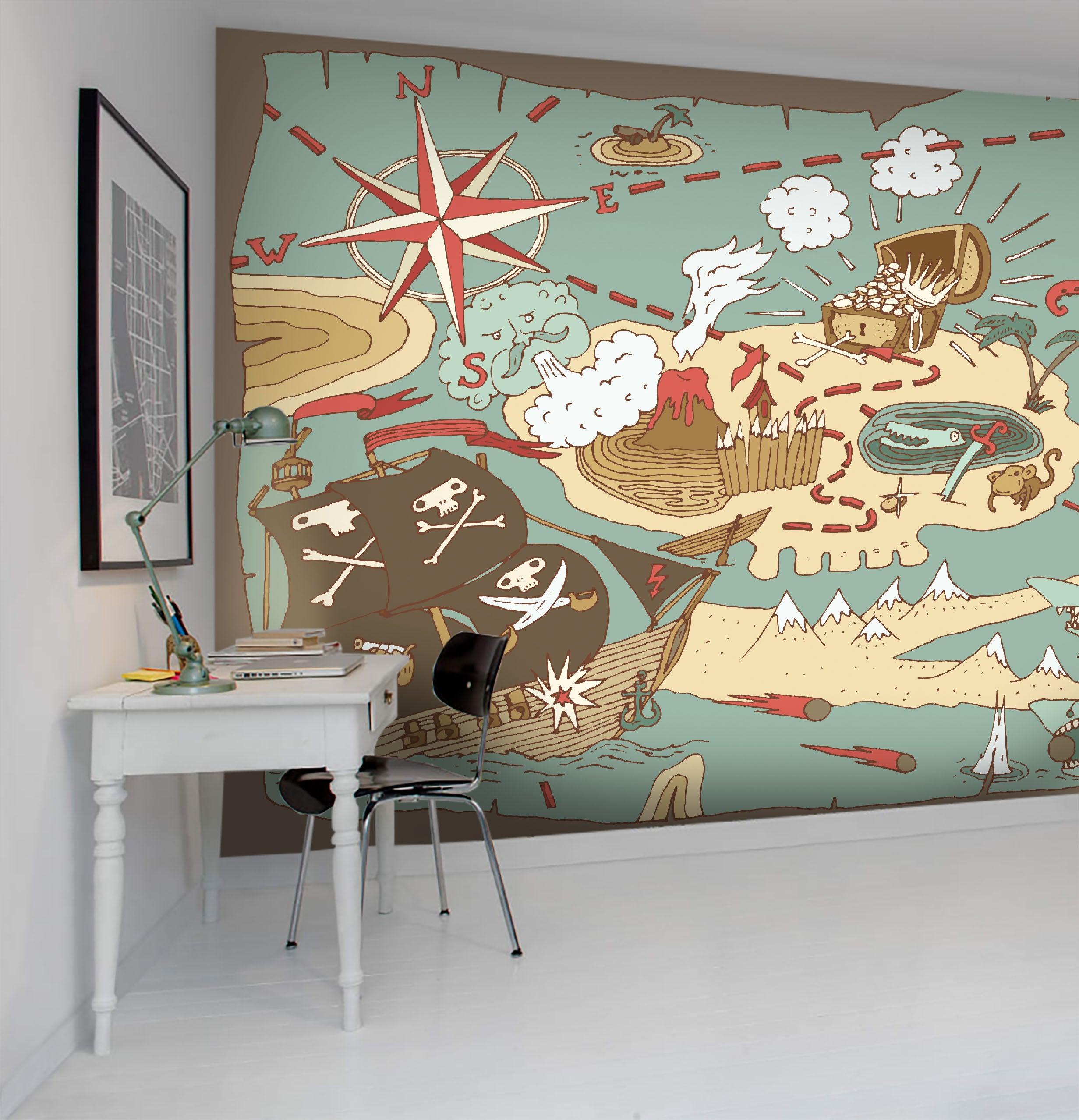 3D Cartoon Pirate Map Wall Mural Wallpaper 5- Jess Art Decoration