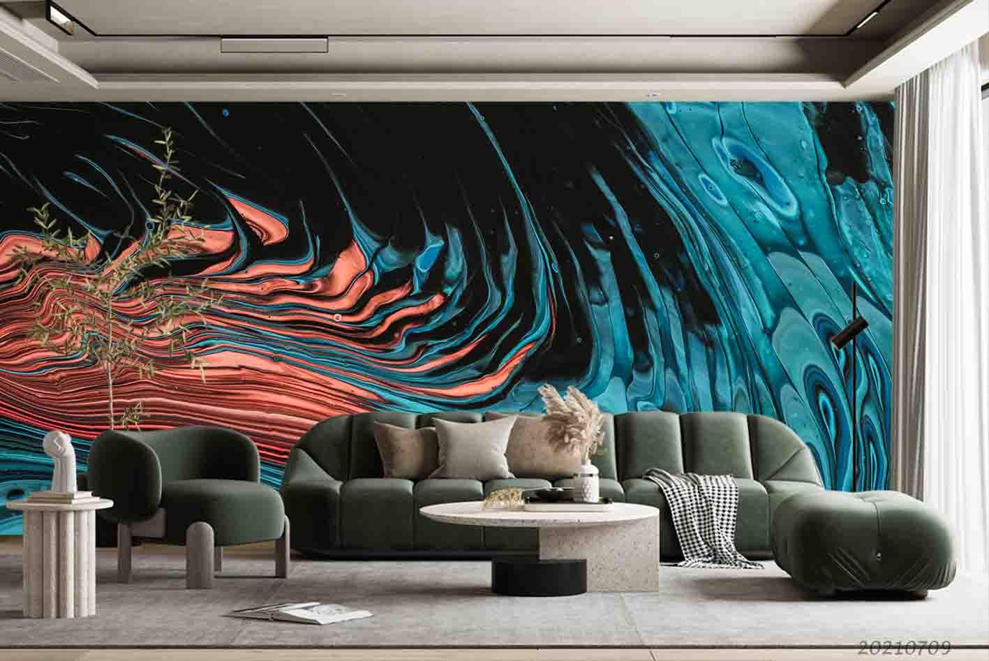 3D Colorful Liquid Texture Wall Mural Wallpaper SWW4205- Jess Art Decoration