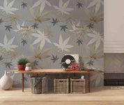 3D Hand Drawn Gray Maple Leaf Wall Mural Wallpaper LQH 55- Jess Art Decoration
