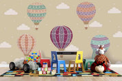 3D Hand Drawn Hot Air Balloons Cloud Wall Mural Wallpaper WJ 6797- Jess Art Decoration
