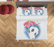3D White Panda Floral Quilt Cover Set Bedding Set Duvet Cover Pillowcases SF89- Jess Art Decoration