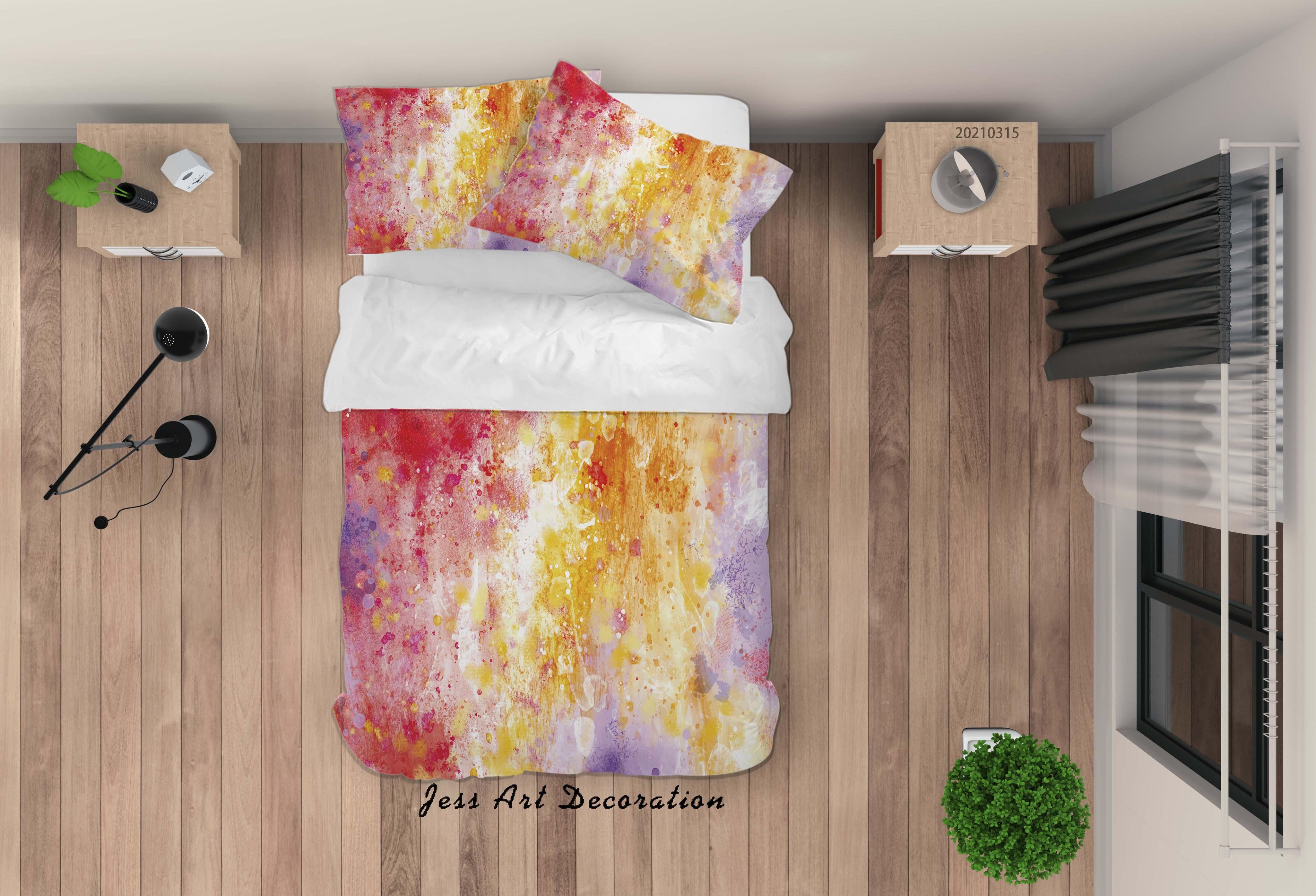 3D Watercolor Color Graffiti Quilt Cover Set Bedding Set Duvet Cover Pillowcases 96- Jess Art Decoration