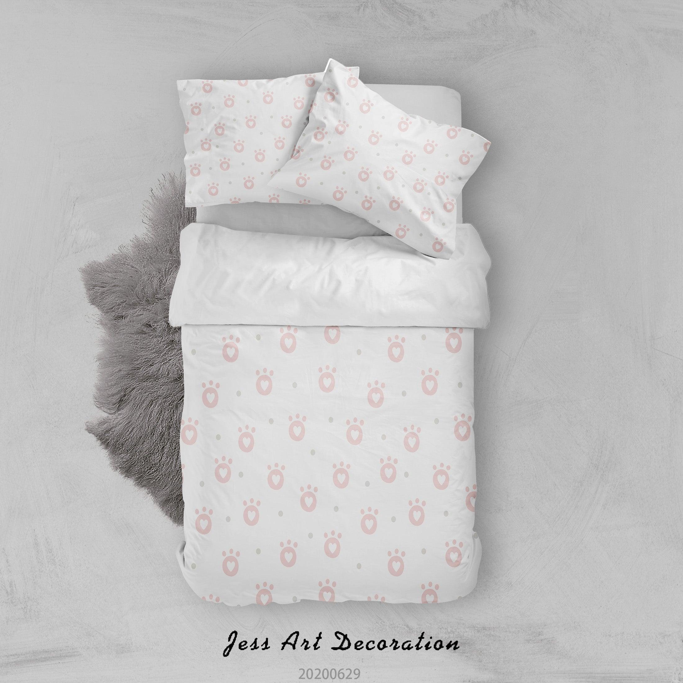 3D White Pink Footprint Quilt Cover Set Bedding Set Duvet Cover Pillowcases SF09- Jess Art Decoration