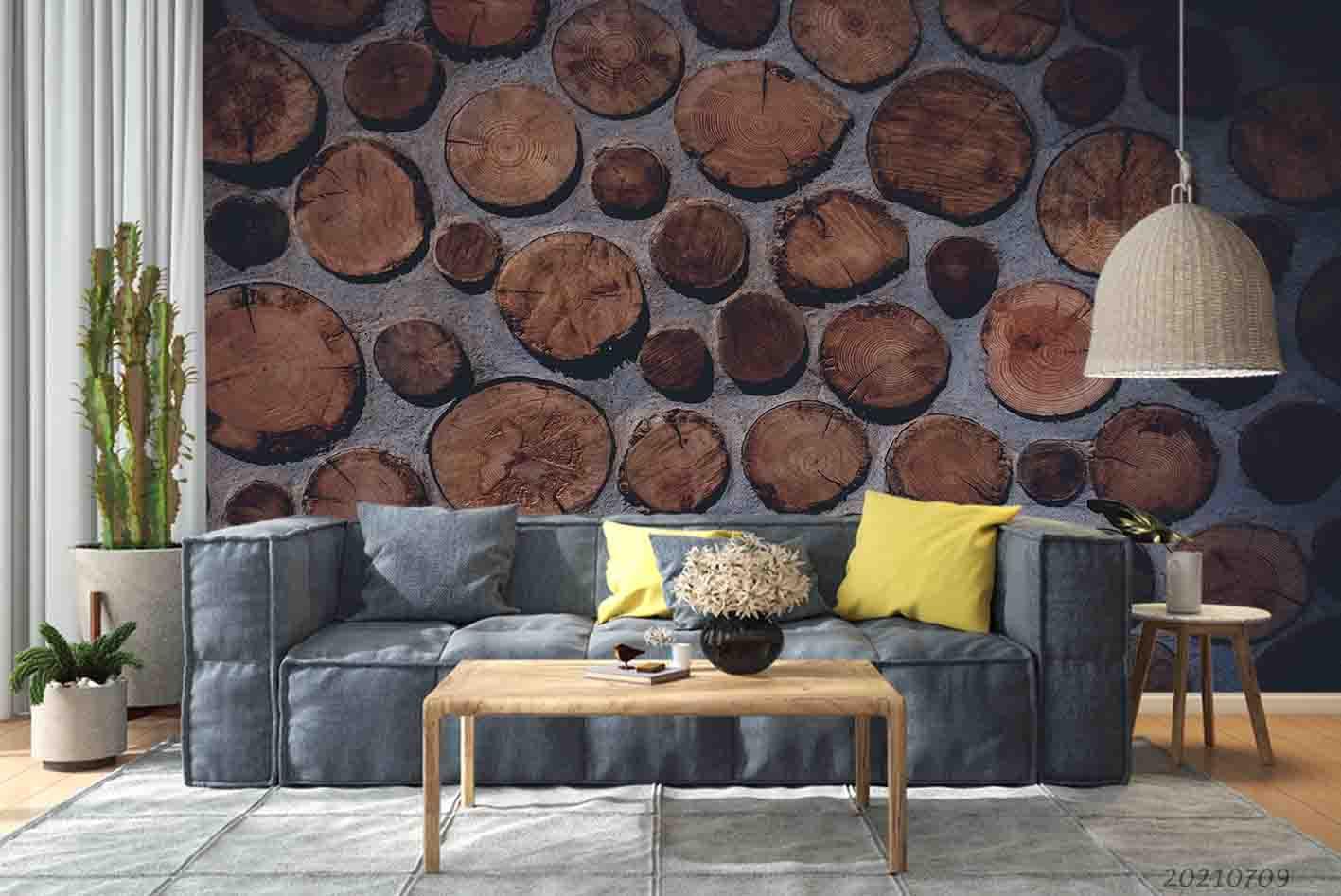 3D Wooden Stump Stacked Wall Mural Wallpaper SWW3972- Jess Art Decoration