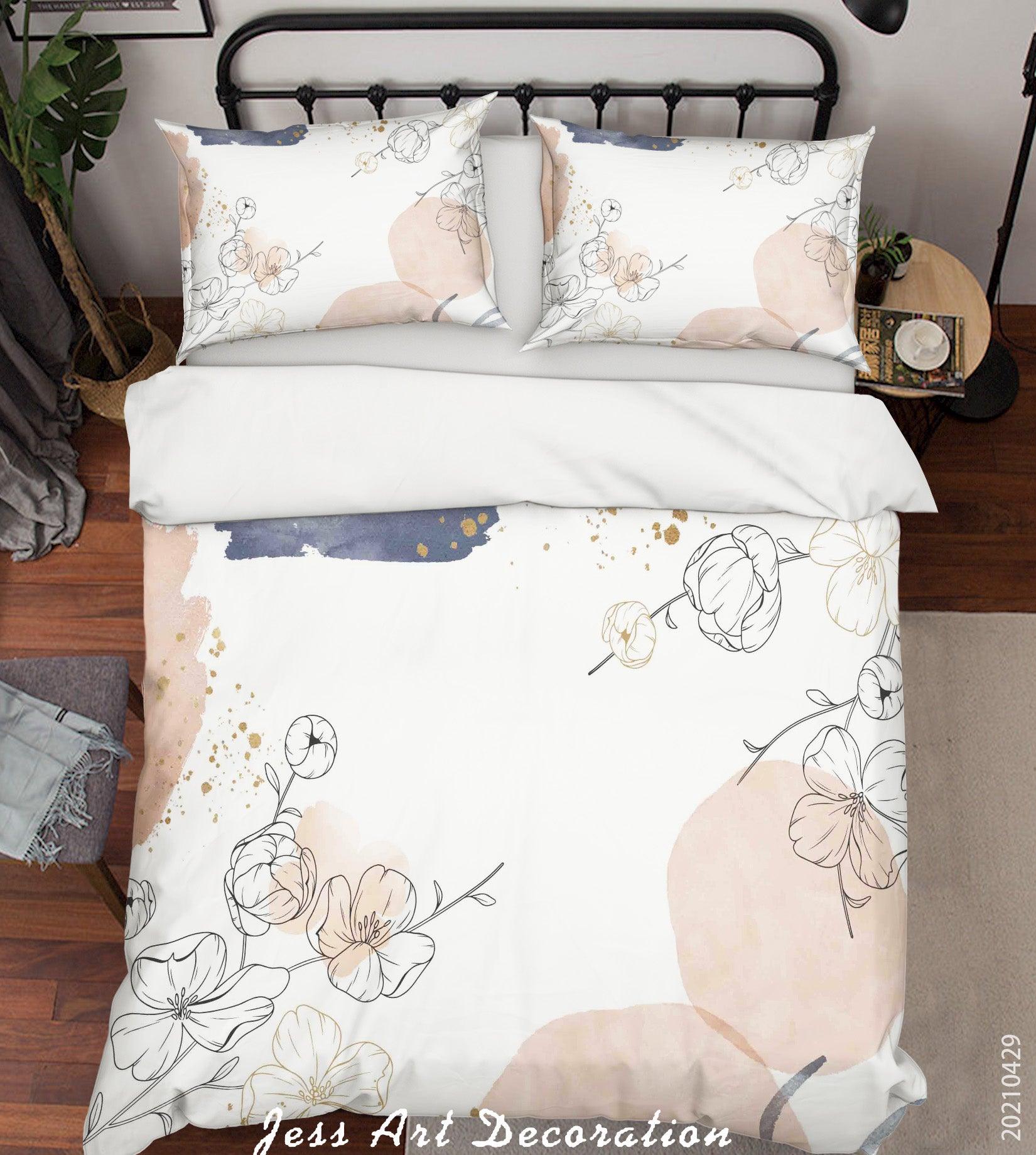 3D Watercolor Floral Leaves Quilt Cover Set Bedding Set Duvet Cover Pillowcases 224- Jess Art Decoration