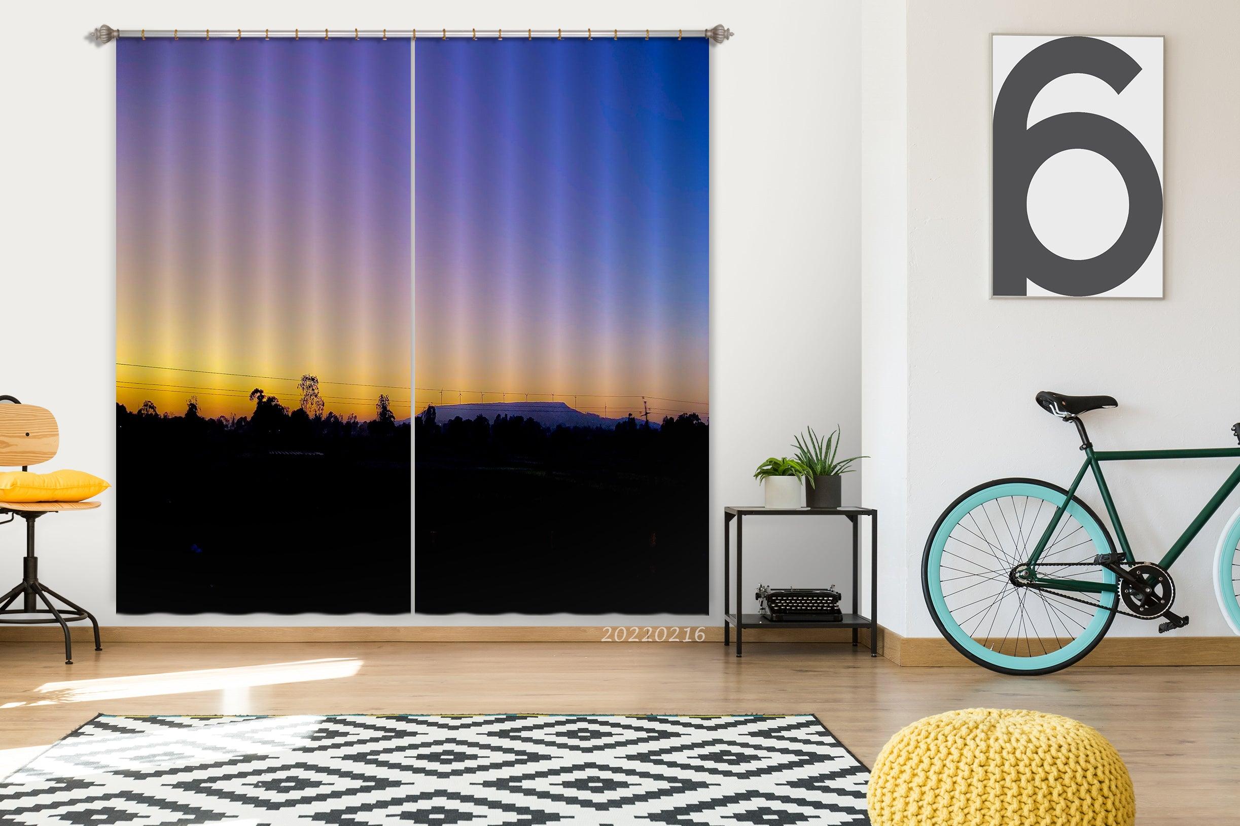 3D Countryside Tree Sunrise Scenery Curtains and Drapes GD 1992- Jess Art Decoration