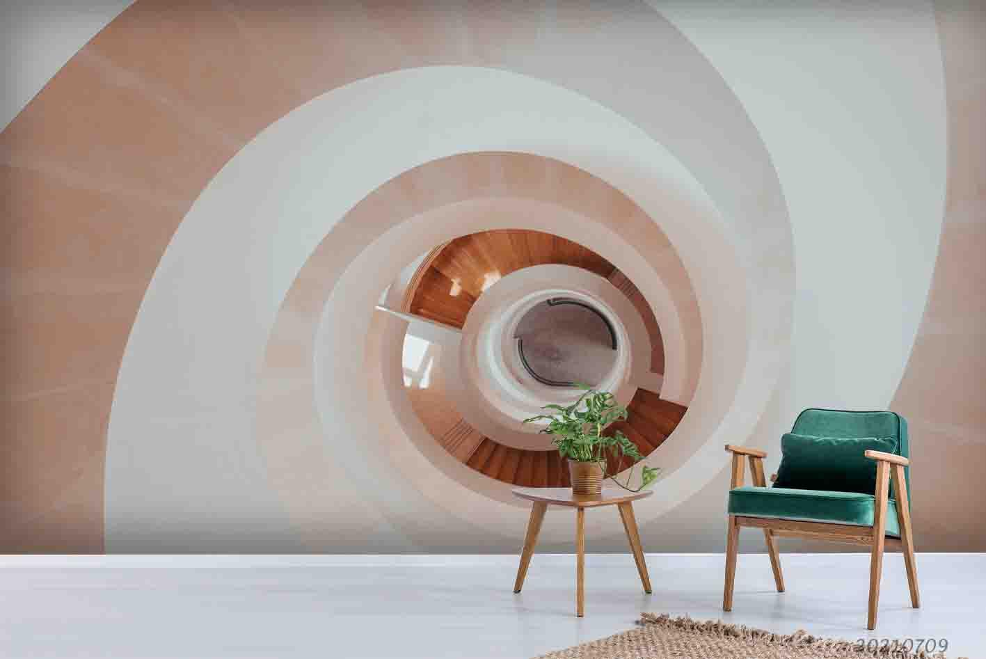 3D Wooden Texture Spiral Stairs Wall Mural Wallpaper SWW4341- Jess Art Decoration