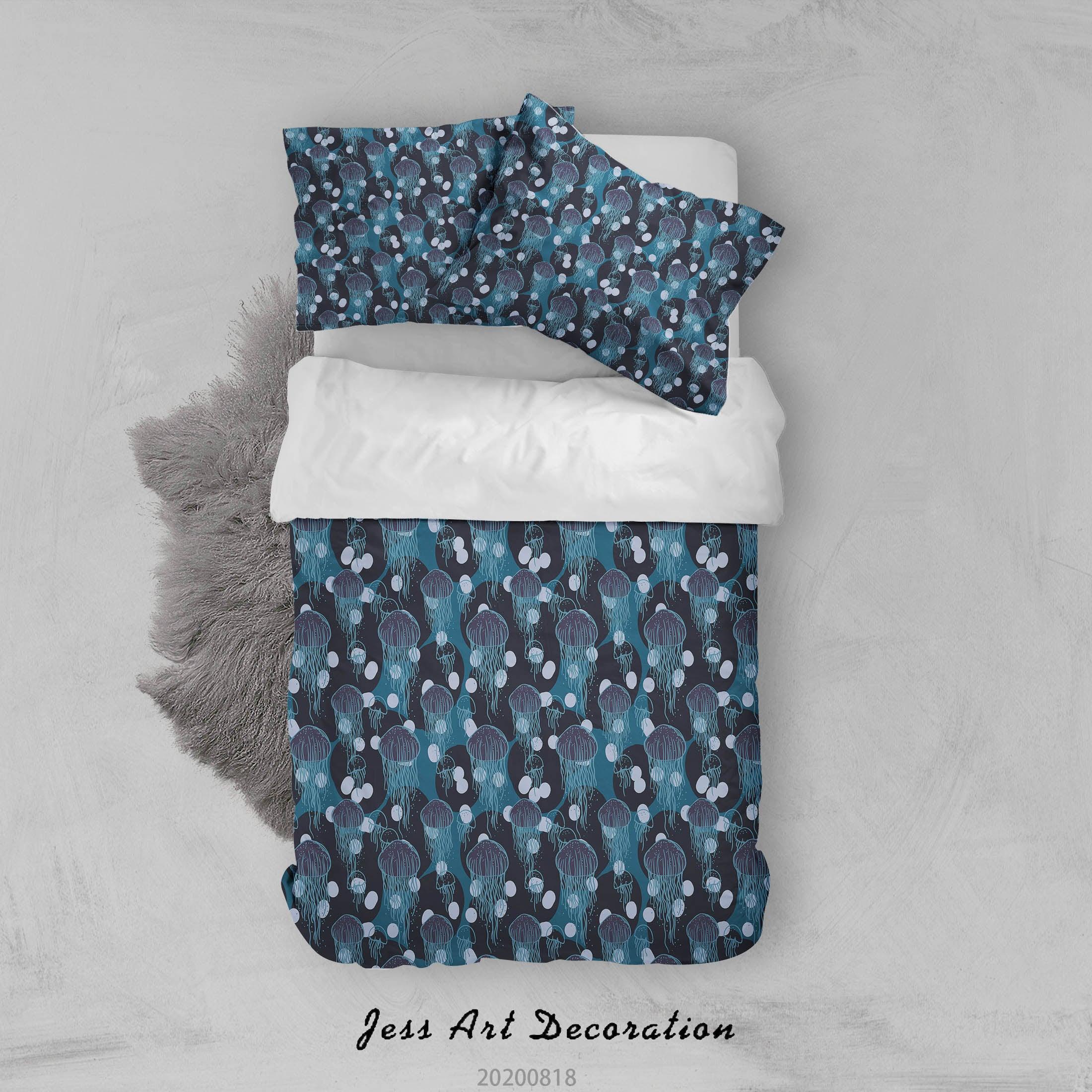 3D Vintage Jellyfish Dark Quilt Cover Set Bedding Set Duvet Cover Pillowcases LXL- Jess Art Decoration