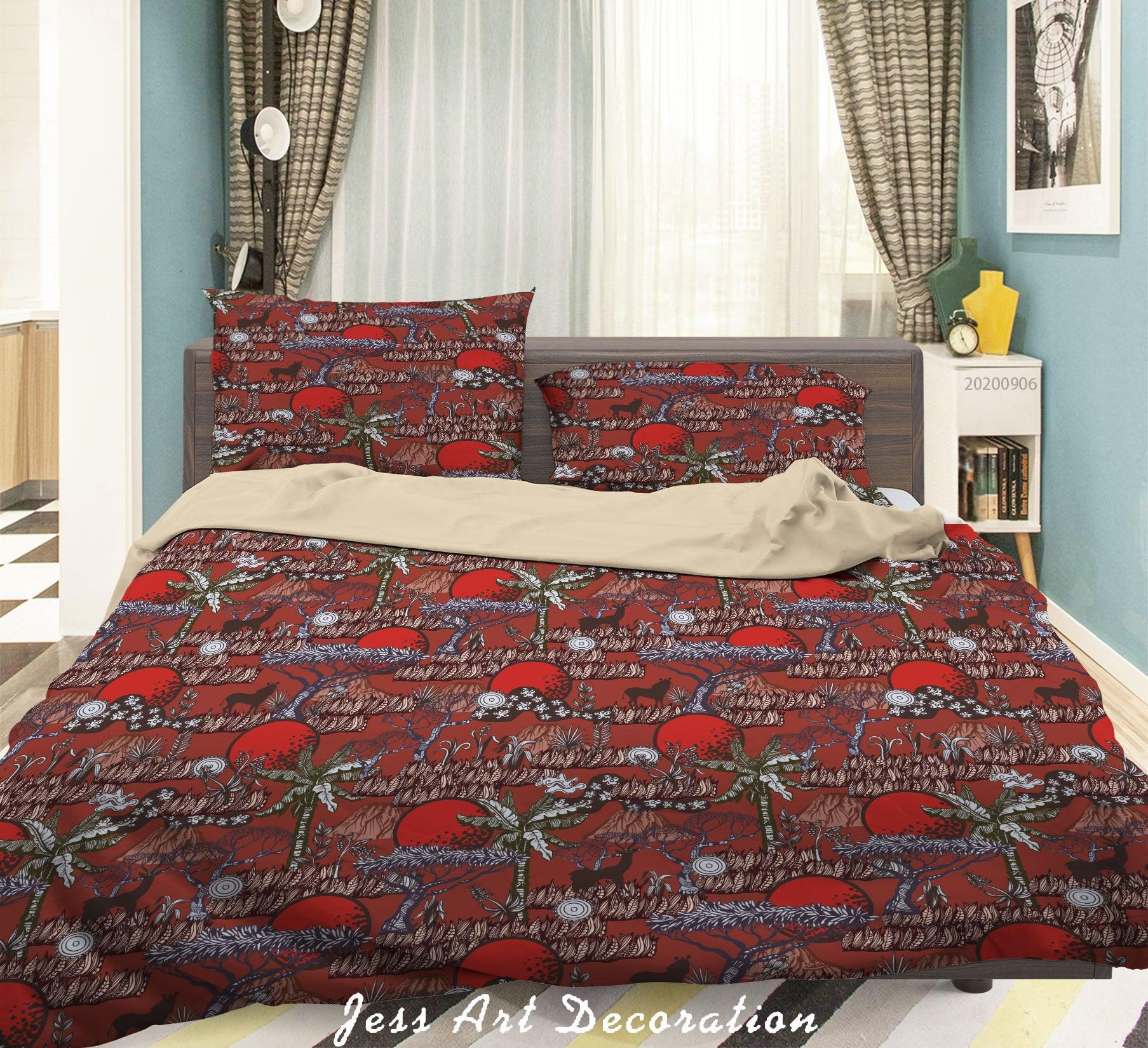 3D Vintage Tropical Leaves Pattern Quilt Cover Set Bedding Set Duvet Cover Pillowcases WJ 3667- Jess Art Decoration