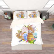 3D White Rabbit Basket Floral Eggs Quilt Cover Set Bedding Set Duvet Cover Pillowcases SF36- Jess Art Decoration