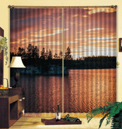 3D Woods Water Surface Golden Sunbeam Cloud Curtains and Drapes GD 2008- Jess Art Decoration