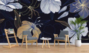3D Retro Blue Floral Wall Mural Wallpaper A150 LQH- Jess Art Decoration