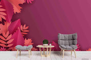 3D Embossed Pink Leaves Plant Wall Mural Wallpaper LXL- Jess Art Decoration
