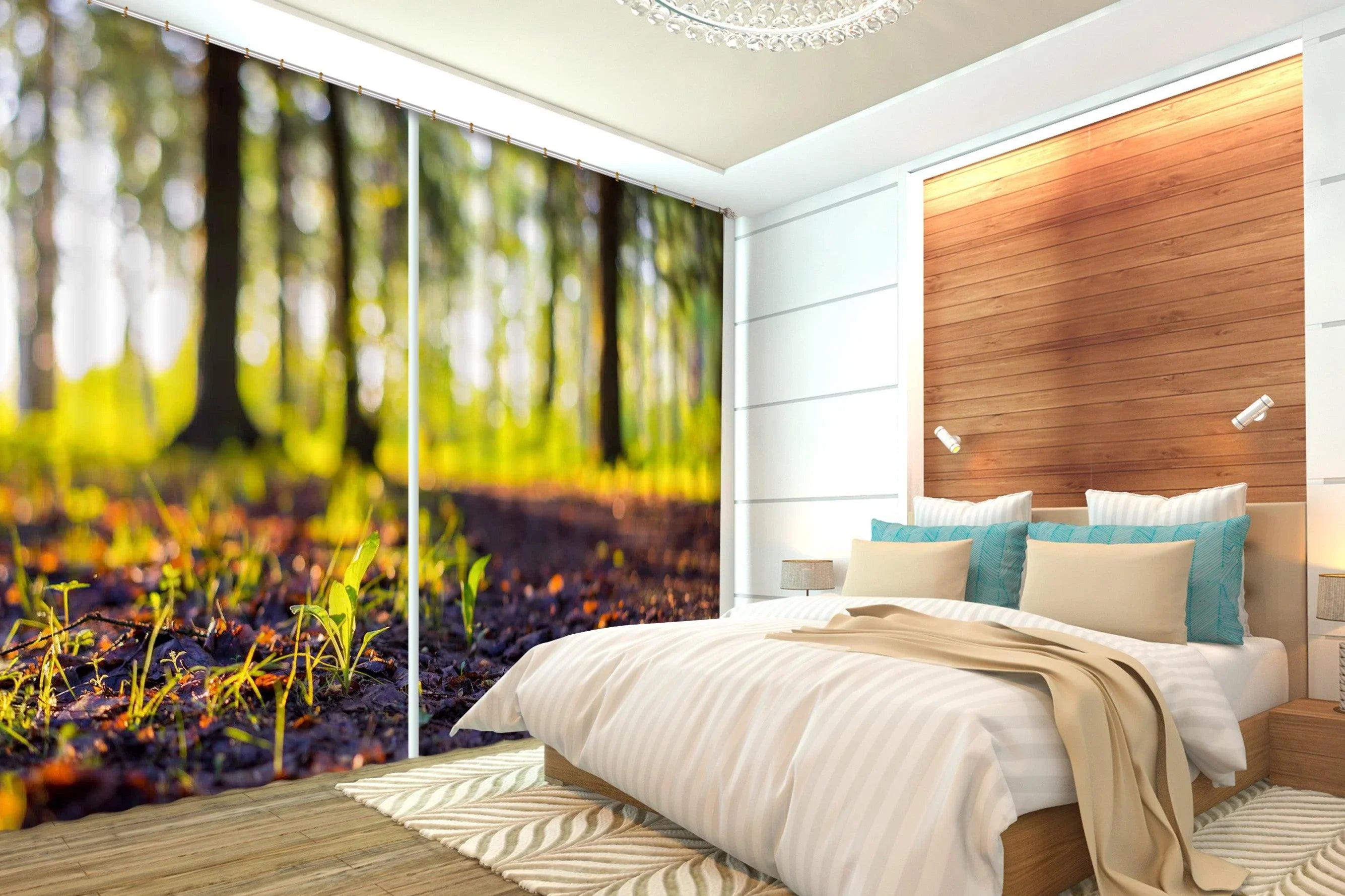 3D Green Forest Curtains and Drapes SF60- Jess Art Decoration