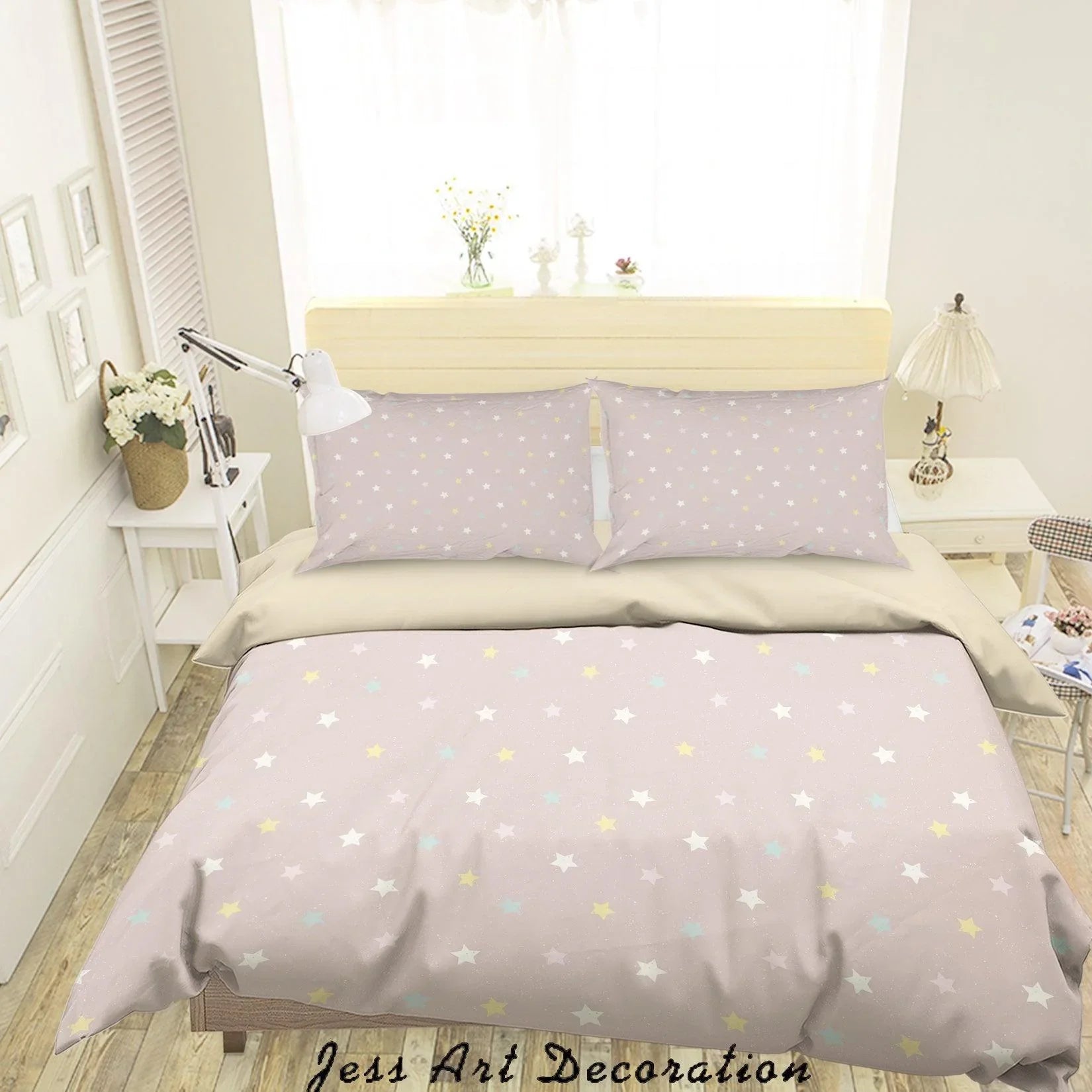 3D Star Pentagram Quilt Cover Set Bedding Set Duvet Cover Pillowcases SF118- Jess Art Decoration