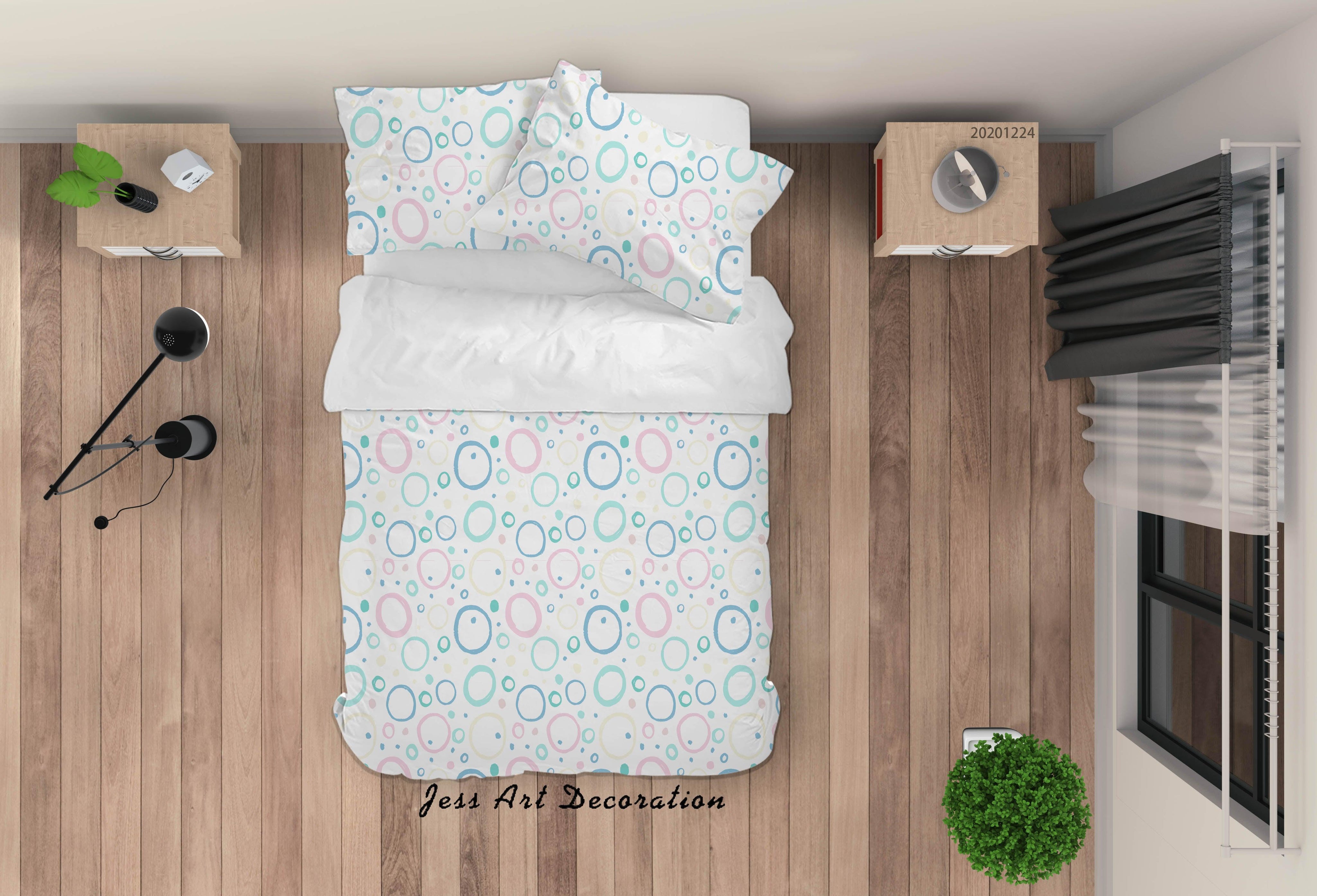 3D Watercolor Green Circle Quilt Cover Set Bedding Set Duvet Cover Pillowcases 125 LQH- Jess Art Decoration