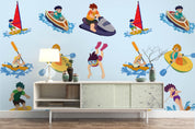 3D cartoon sea games wall mural wallpaper 65- Jess Art Decoration