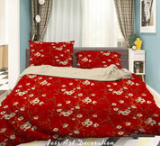 3D Vintage Red Leaves Pattern Quilt Cover Set Bedding Set Duvet Cover Pillowcases WJ 3610- Jess Art Decoration