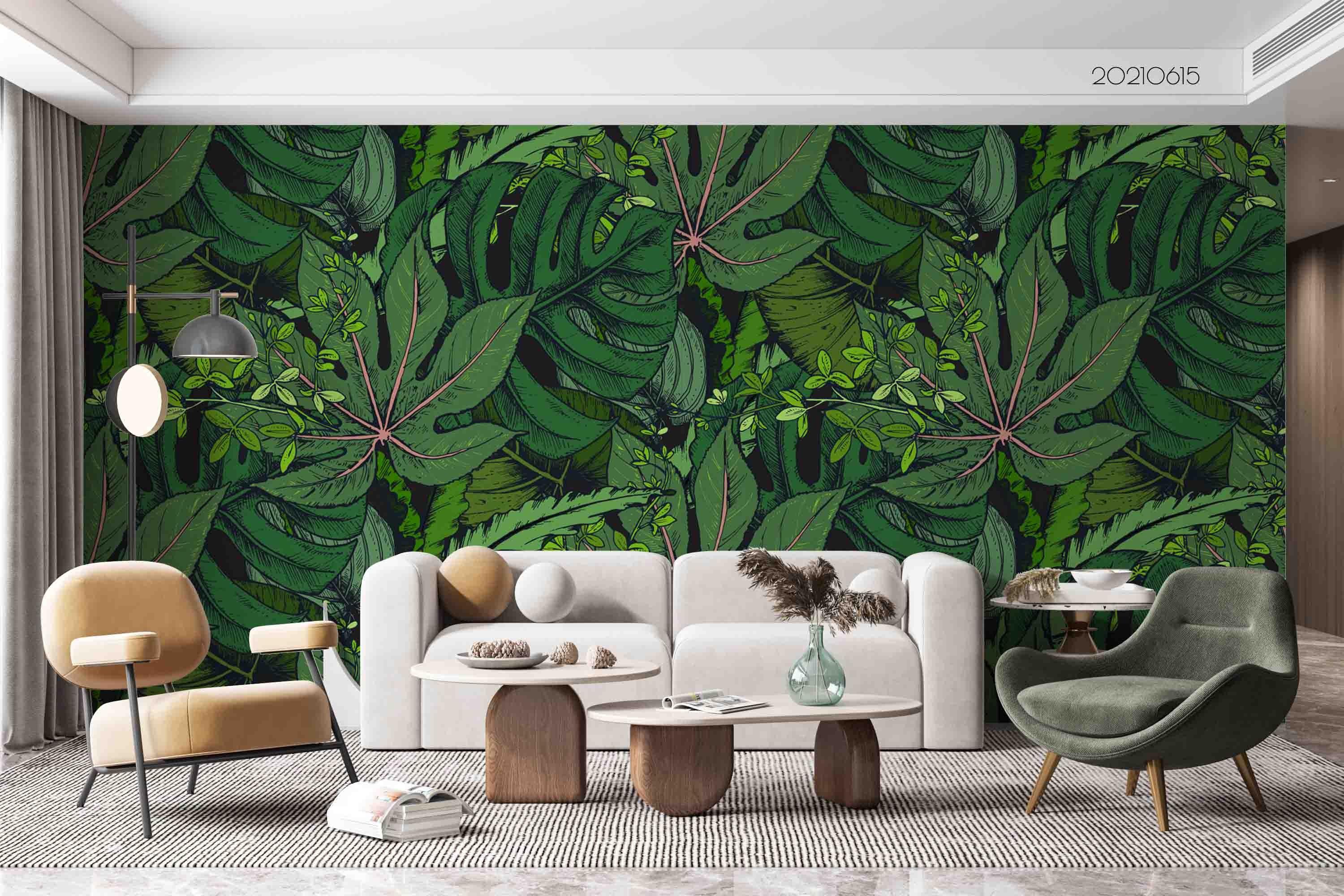 3D Vintage Tropics Plant Palm Pattern Seamless Wall Mural Wallpaper SWW2501- Jess Art Decoration