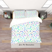 3D Green Blue Purple Leaves Quilt Cover Set Bedding Set Duvet Cover Pillowcases SF33- Jess Art Decoration