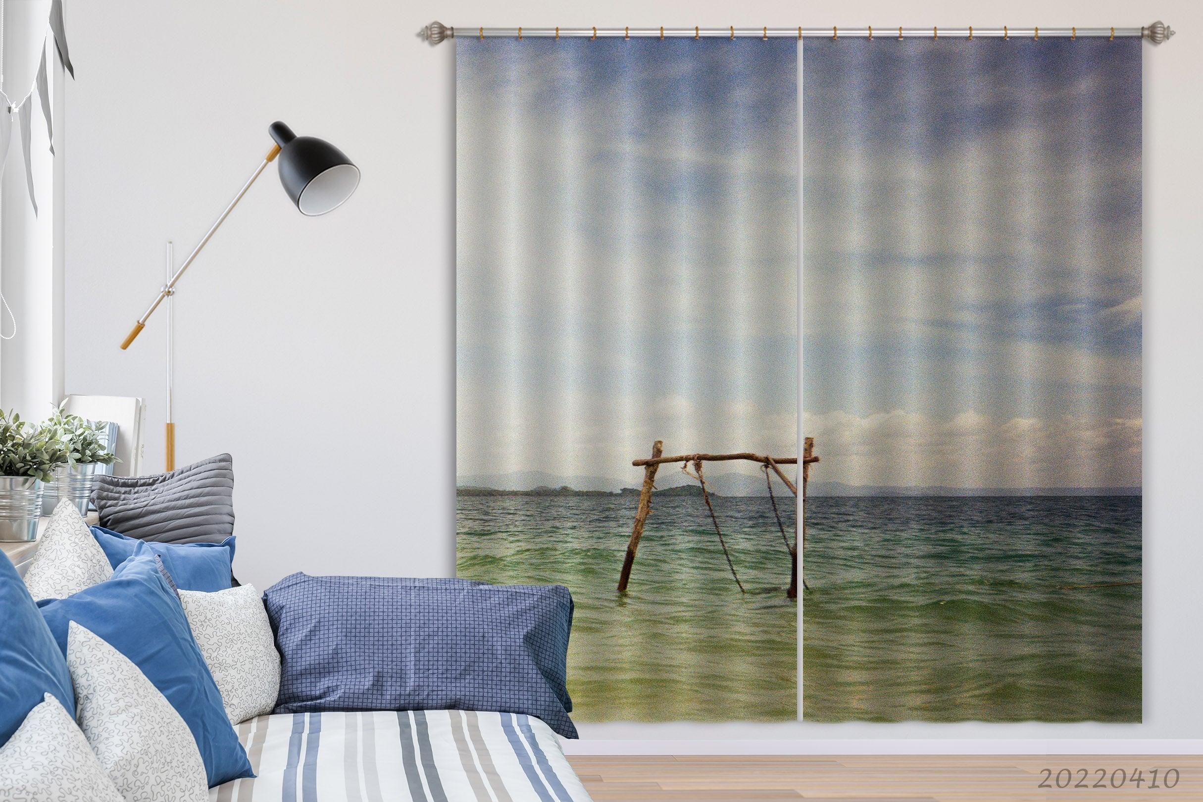 3D Landscape River Mountain Cloudy Swing Curtains and Drapes GD 3795- Jess Art Decoration