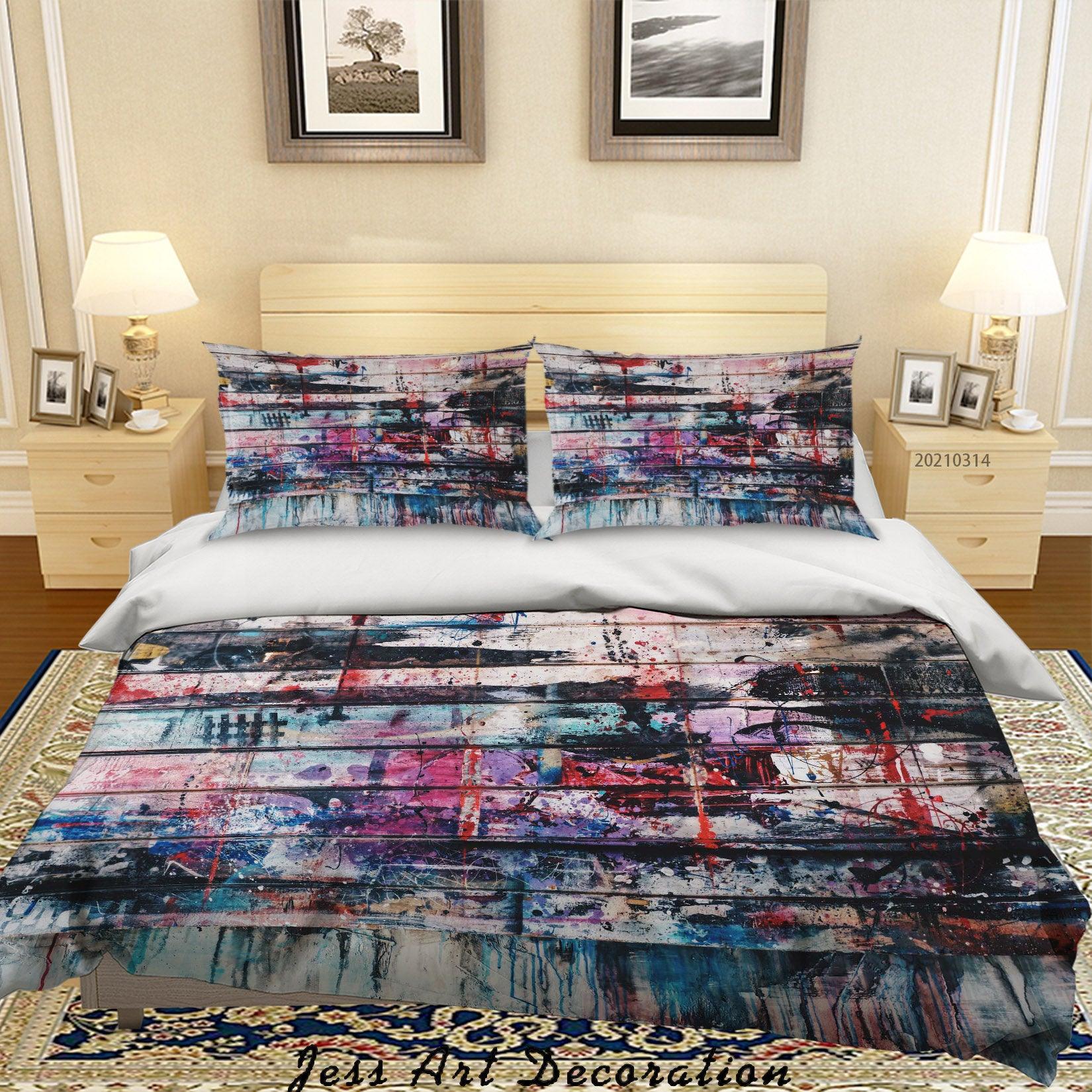 3D Abstract Colored Street Graffiti Quilt Cover Set Bedding Set Duvet Cover Pillowcases 182- Jess Art Decoration