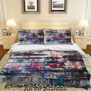 3D Abstract Colored Street Graffiti Quilt Cover Set Bedding Set Duvet Cover Pillowcases 182- Jess Art Decoration