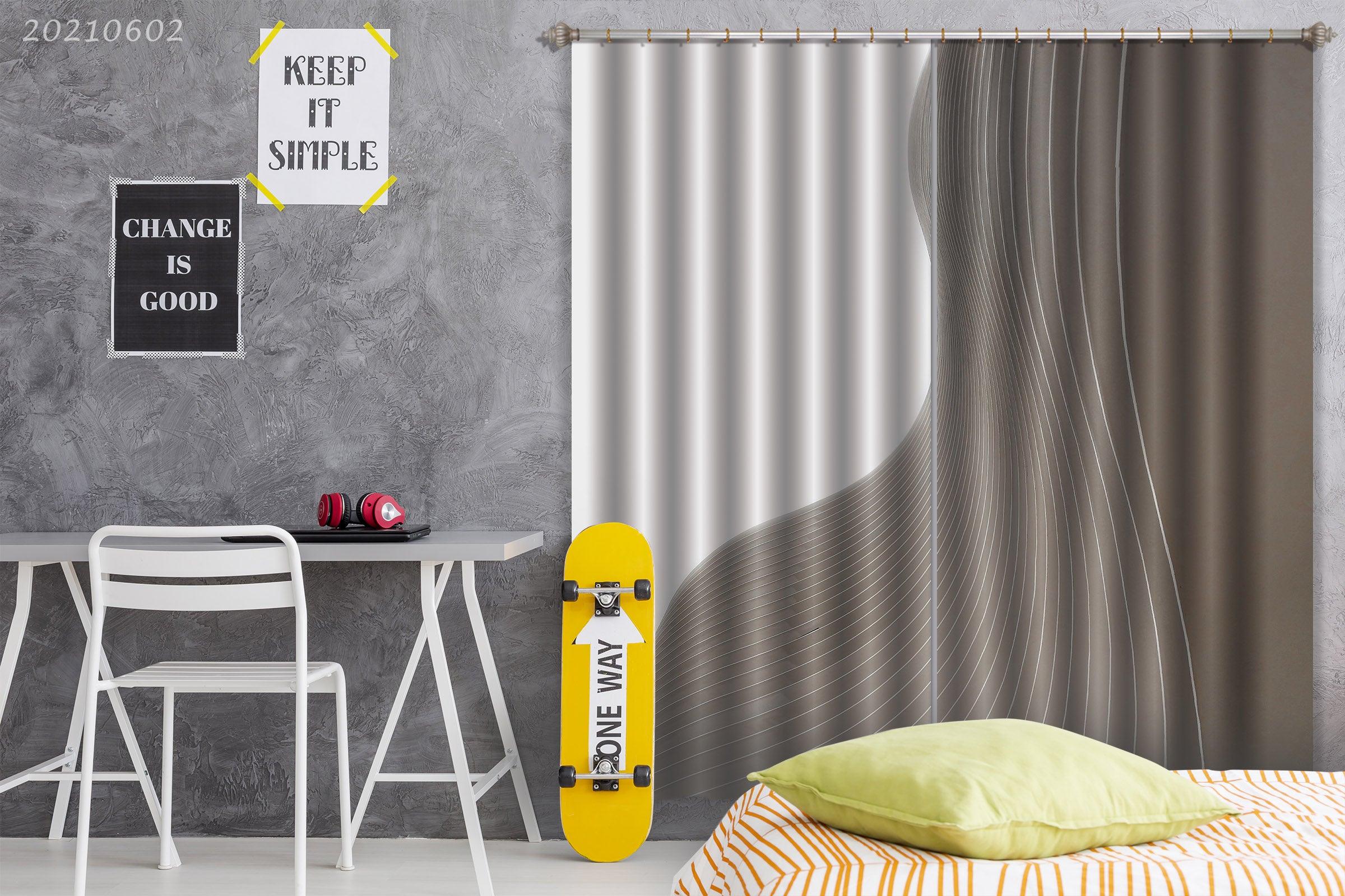 3D Abstract Geometric Line Bicolor Pattern Curtains and Drapes GD 597- Jess Art Decoration