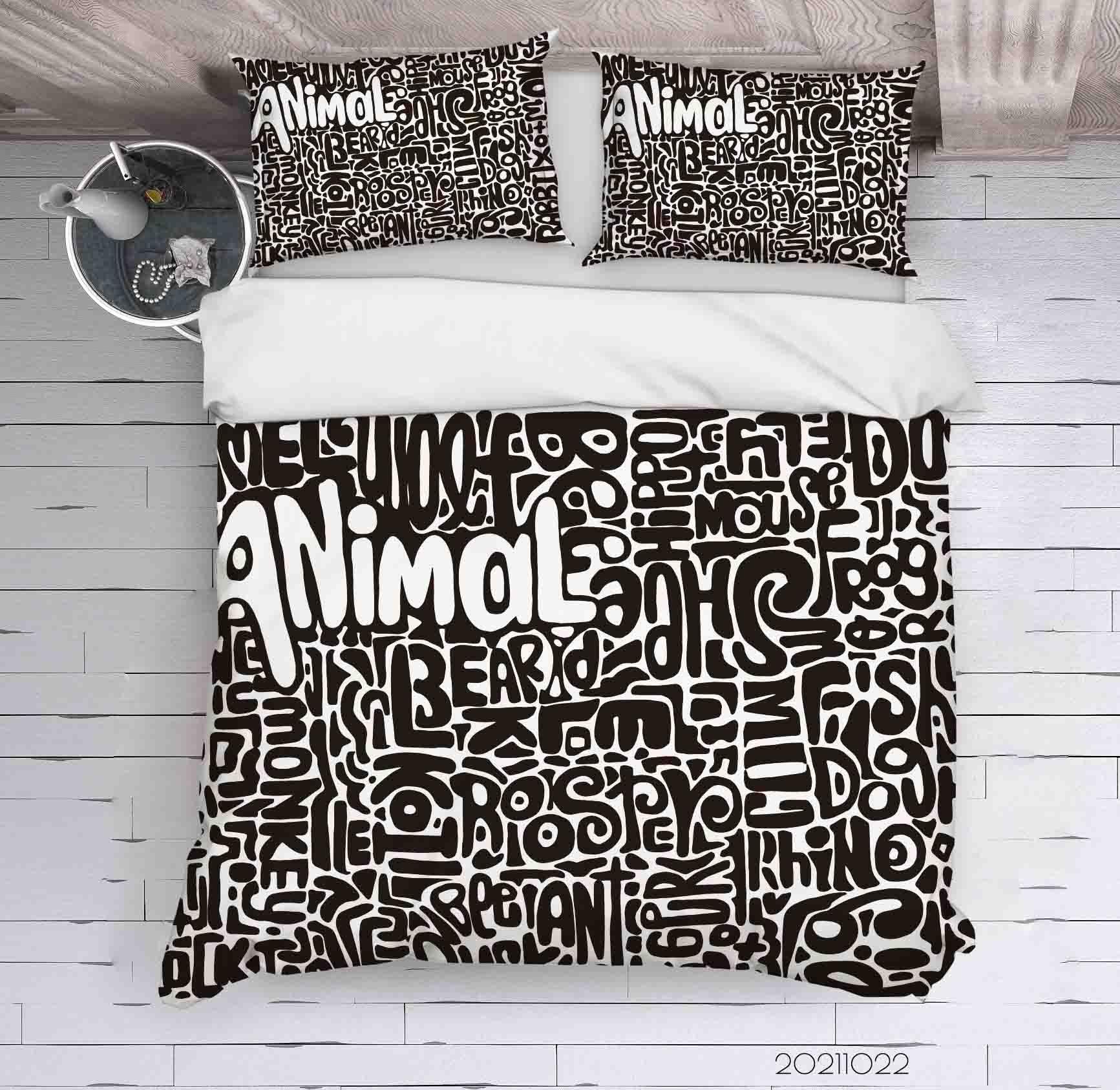 3D Abstract Alphabet Graffiti Quilt Cover Set Bedding Set Duvet Cover Pillowcases 33- Jess Art Decoration