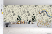3D Hand Drawn Leaves Plant Pattern Wall Mural Wallpaper LXL- Jess Art Decoration