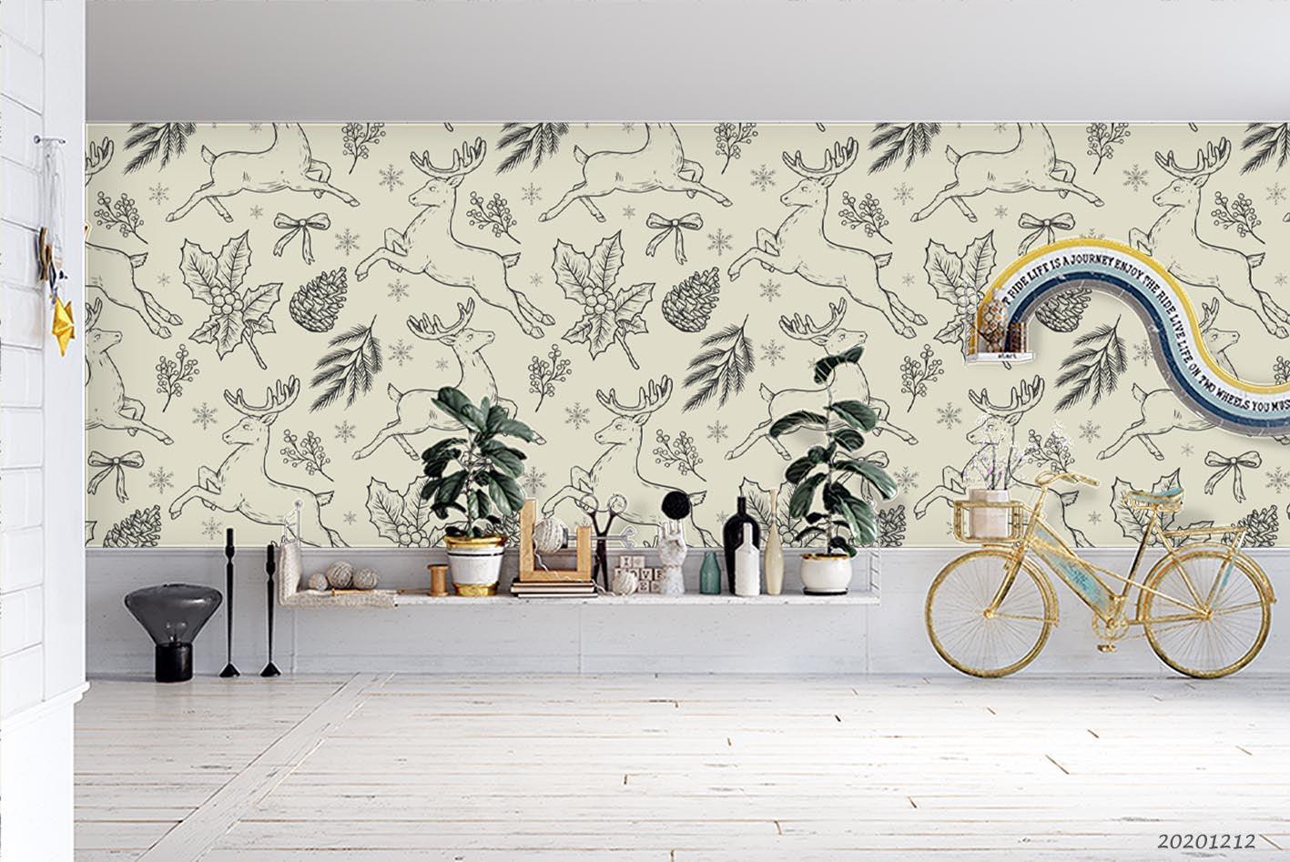 3D Hand Drawn Leaves Plant Pattern Wall Mural Wallpaper LXL- Jess Art Decoration