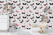 3D Hand Drawn Animal Pink Butterfly Wall Mural Wallpaper LQH 79- Jess Art Decoration
