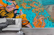 3D Colored Graffiti Woman Wall Mural Wallpaper LQH 168- Jess Art Decoration