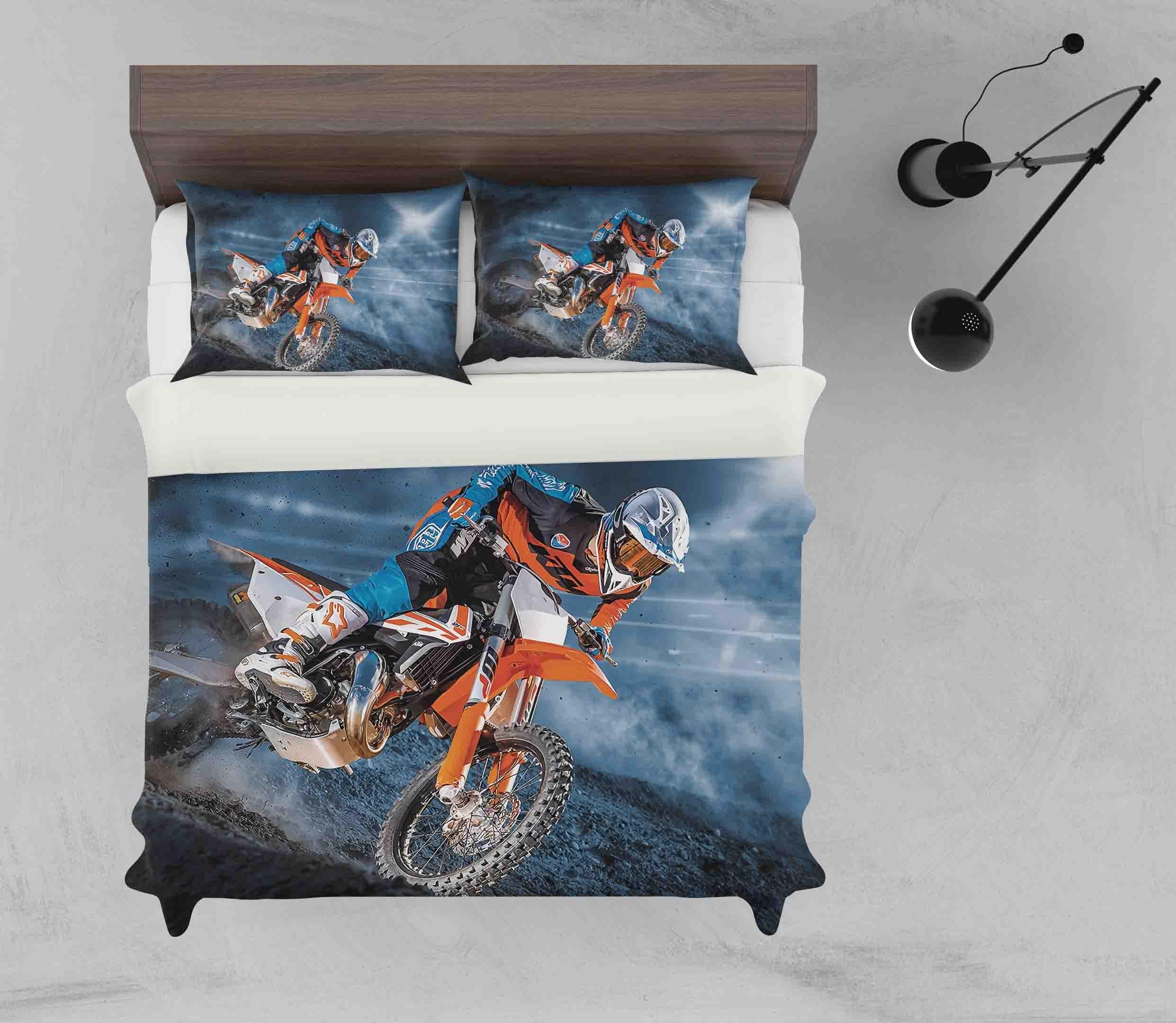 3D Super Motocross Motorcycle Quilt Cover Set Bedding Set Duvet Cover Pillowcases JN 1196- Jess Art Decoration
