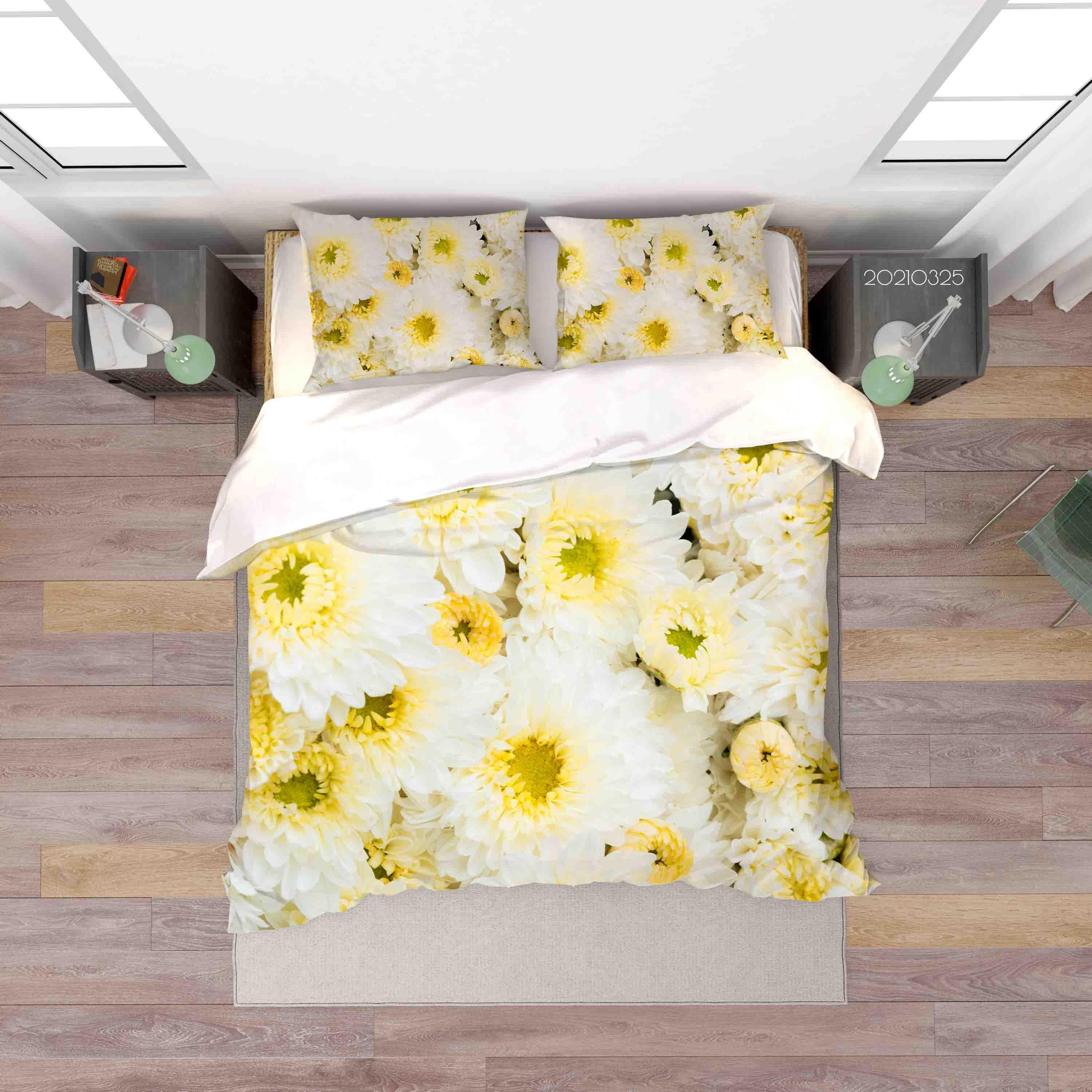 3D White Chrysanthemum Quilt Cover Set Bedding Set Duvet Cover Pillowcases 219- Jess Art Decoration