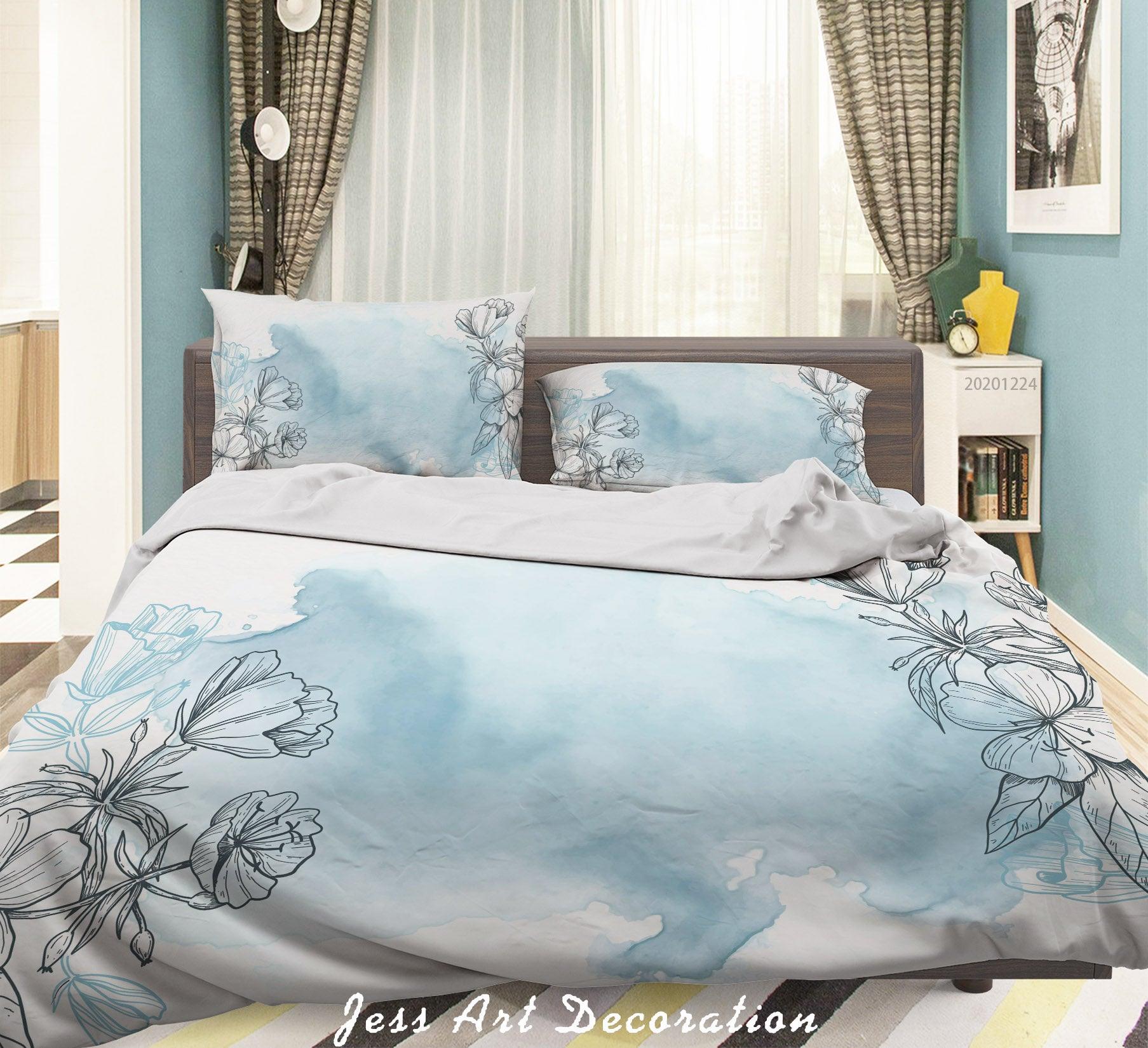 3D Watercolor Floral Quilt Cover Set Bedding Set Duvet Cover Pillowcases 20 LQH- Jess Art Decoration